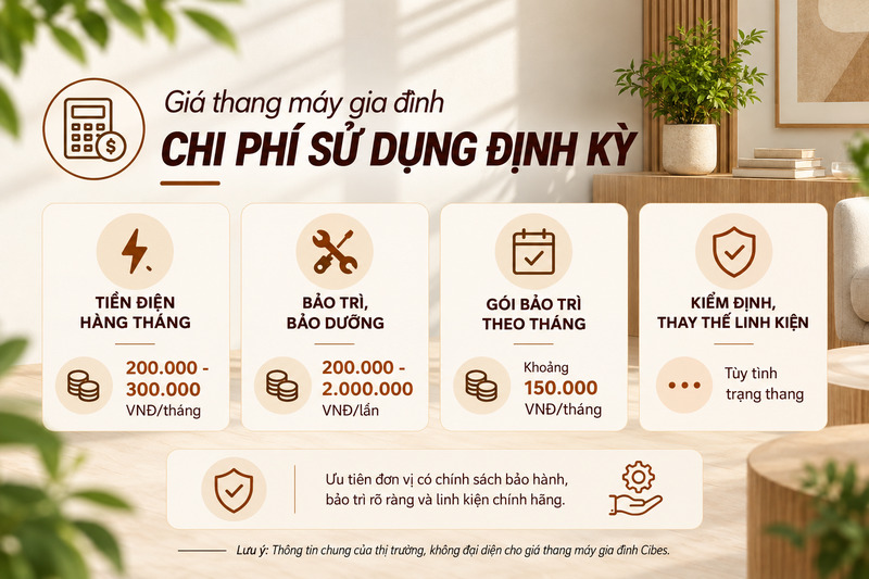 Các chi phí cần chi định kỳ sau khi lắp đặt thang máy gia đình